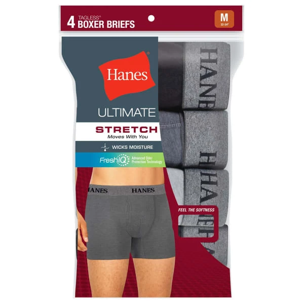 HANES Men's TAGLESS Ultimate Stretch Boxer Briefs, 4-Pack 3 HANES Men's TAGLESS Ultimate Stretch Boxer Briefs, 4-Pack