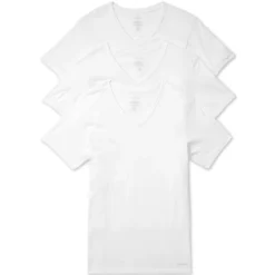 CALVIN KLEIN Men's Classic Slim V-Neck Short-Sleeve Undershirts, 3-Pack -Celeron Fit Sales 2041780 101 alt2