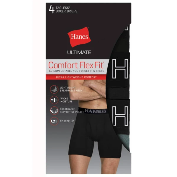 HANES Men's Ultimate Comfort Flex Fit Ultra-Lightweight Breathable Mesh Boxer Briefs, 4-Pack 3 HANES Men's Ultimate Comfort Flex Fit Ultra-Lightweight Breathable Mesh Boxer Briefs, 4-Pack
