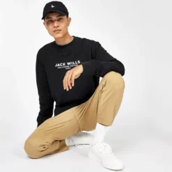 JACK WILLS Men's Strensham Crew Neck Sweatshirt -Celeron Fit Sales 2081092 001 alt3