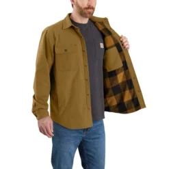 CARHARTT Men's Ruffed Flex Relaxed Fit Fleece-Lined Shirt Jacket -Celeron Fit Sales 2082824 201 alt3