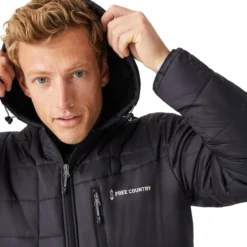 FREE COUNTRY Men's FreeCycle Bedrock Sherpa Lined Puffer Jacket -Celeron Fit Sales 2084077 001 alt4