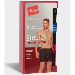 HANES Ultimate Men's Stretch Boxer Briefs, 5-Pack Extended Size -Celeron Fit Sales 2084159 001 alt4