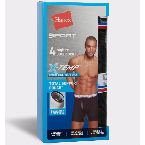 HANES SPORT Men's Total Support Pouch Boxer Briefs, 4-Pack Extended Size 8 HANES SPORT Men's Total Support Pouch Boxer Briefs, 4-Pack Extended Size - Image 6