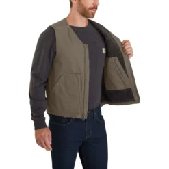 CARHARTT Men's 104394 Relaxed Fit Washed Duck Sherpa-Lined Vest -Celeron Fit Sales 2087199 315 alt4