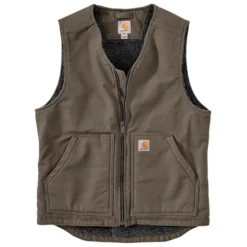 CARHARTT Men's 104394 Relaxed Fit Washed Duck Sherpa-Lined Vest