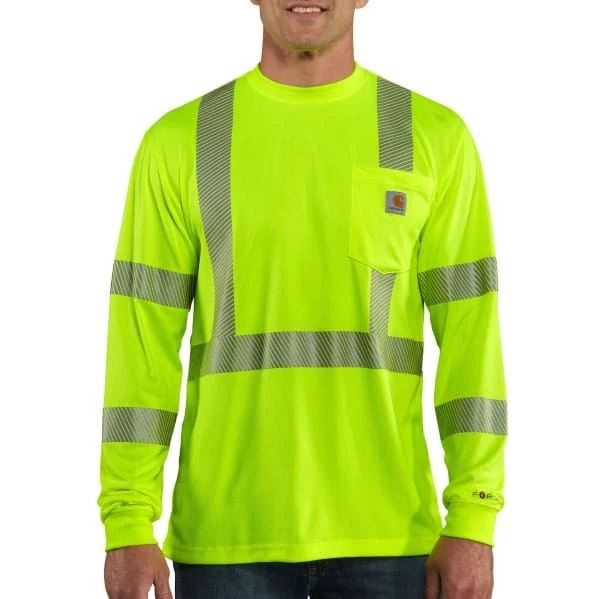 CARHARTT Men's 100496 High-Vis Force Relaxed Fit Lightweight Long-Sleeve Class 3 Pocket Tee, Extended Sizes 4 CARHARTT Men's 100496 High-Vis Force Relaxed Fit Lightweight Long-Sleeve Class 3 Pocket Tee, Extended Sizes - Image 2