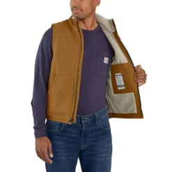 CARHARTT Men's 104981 Flame Resistant Relaxed Fit Duck Sherpa-Lined Mock Neck Vest, Extended Sizes -Celeron Fit Sales 2089899 246 alt3