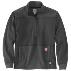 CARHARTT Men's 105012 Flame Resistant Rain Defender Relaxed Fit Mock Neck Fleece Pullover, Extended Sizes