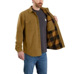CARHARTT Men's 105419 Rugged Flex Relaxed Fit Canvas Fleece-Lined Shirt Jacket, Extended Sizes -Celeron Fit Sales 2089938 273 alt3